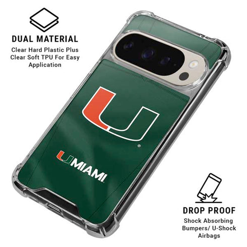 University of Miami Green Jersey Google Pixel 9/9 Pro Clear Case